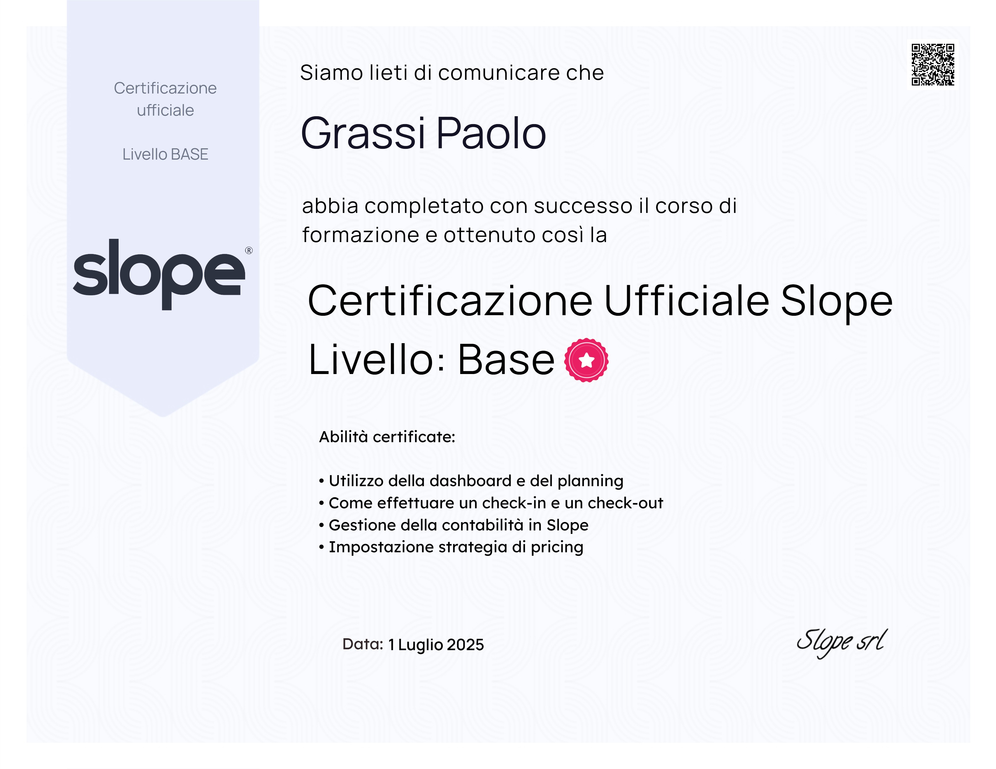 Certificazione Slope - Livello Base